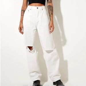 Motel Rocks Distressed Parallel Jeans in White Wash
